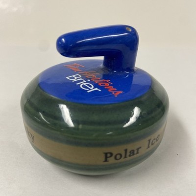 Tim Hortons Brier Blue Curling Rock Salt Shaker Wiser's, Lamb's, Polar Ice Spons