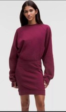 156 Lululemon Scuba Long-Sleeve Mini Sweat Dress in Deep Luxe Sz 6