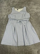 Talbots Dress Womens 22w Blue White Cotton Wrap Blouson New