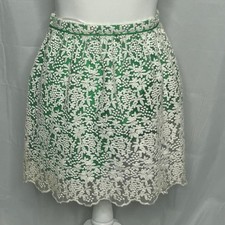 Coquette Fairycore Alythea Green White Floral Lace Overlay A-Line Skirt