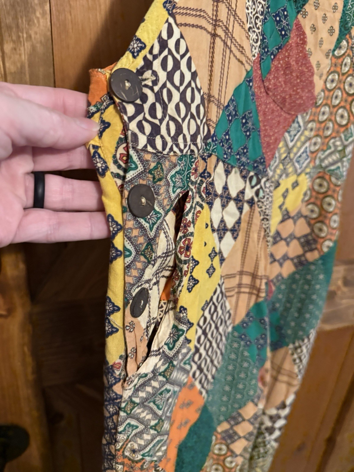 Sacred Threads Multicolor Patchwork overalls/romp… - image 2