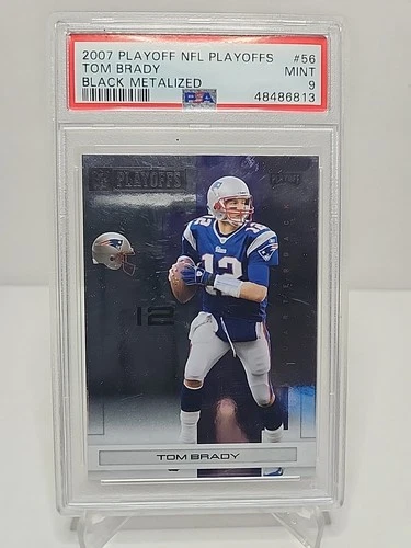 2007 Tom Brady Donruss Playoff NFL Playoffs - Black Metalized #56 02/49 PSA9