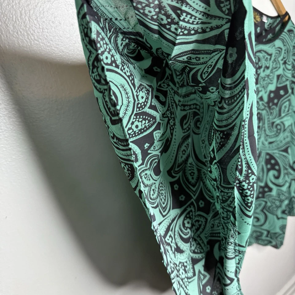 Top caftán plisado cachemir verde Bob Mackie vacaciones Navidad para mujer grande Foto 4 de 4