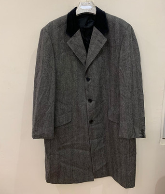 Classic Super 100s wool Vitale Barberis Canonico velvet collar over coat 46R XL