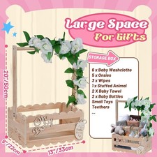 Wooden Baby Shower Crate with Handle Baby Gift Basket  Toy Storage