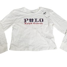 Polo Ralph Lauren Kids XL 16 White Long Sleeve T Shirt Embroidered Logo READ