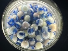 10x 5/8" Jabo Classics Marbles Lot White, Blue Classics UV Reactive