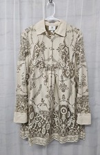 Anna Sui Target Shirt Dress Cream Floral Lace Mini Boho Tunic S