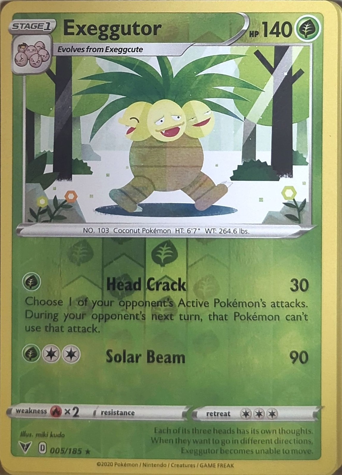 Pokemon Vivid Voltage Reverse Holo Exeggutor 005/185 R NM