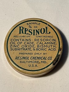 c1940 Sample Resinol Ointment Resinol Chemical Co. Baltimore, MD. TIN