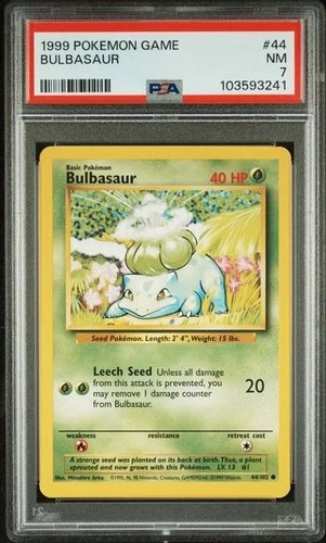 BULBASAUR - PSA 7 - 1999 POKEMON BASE SET UNLIMITED #44