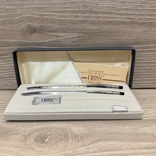 Vintage Cross Classic Chrome 3501 Ballpoint Pen  Mechanical Pencil Set  Case
