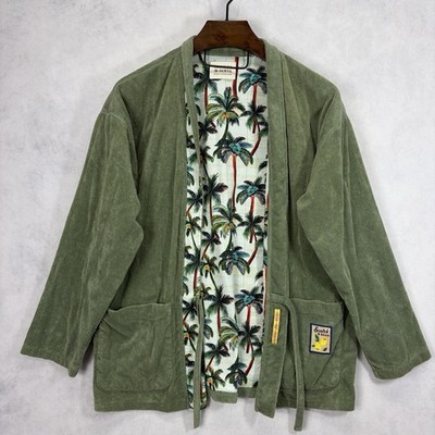 Scotch Soda Robe Mens Small Medium S/M Green Terry Cloth Toweling Lined Belted