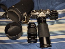 Olympus OM-1N 35mm Three Lens Bundle 75-300mm, 30-80mm, 50mm