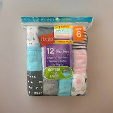 New girls size 6 Hanes tagless briefs panties 12 pair value pack Microfiber