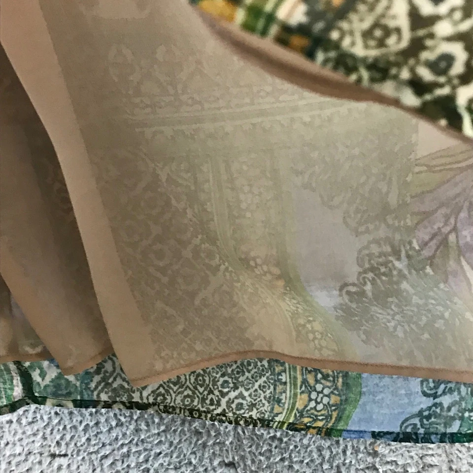 Vestido midi con estampado floral y retazos de ZARA manga larga cuello atado para mujer talla M Foto 3 de 4