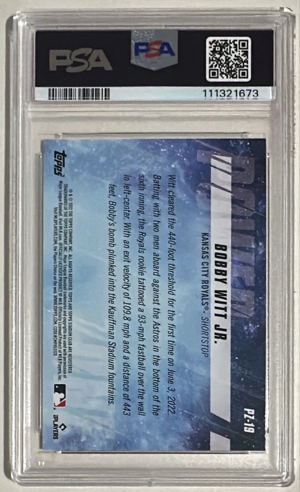 2022 Topps Stadium Club Bobby Witt Jr. RC Power Zone Red Case Hit! PSA 9 POP 5 - Image 4 of 4