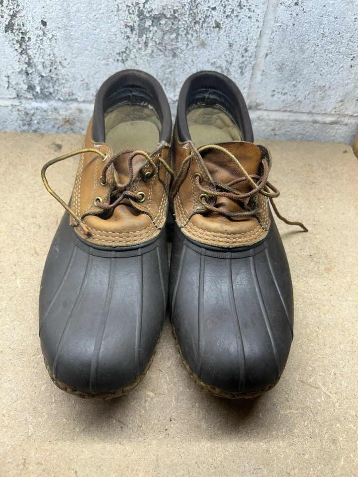 LL Bean Talla 15 N A como Marrón Tostado Bajo Pato Botas de Lluvia Cuero de Goma Foto 3 de 4