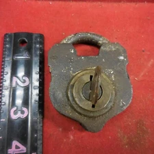 vintage early padlock with no name unusual key