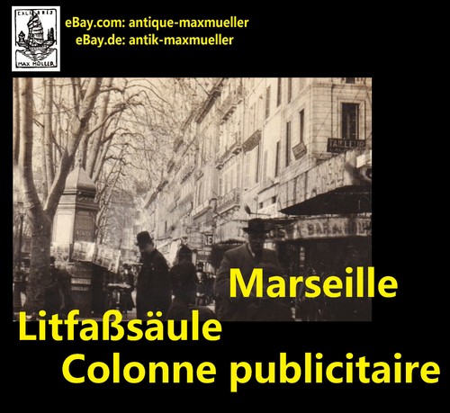 Vintage Photo Marseille Frankreich Litfaßsäule Street Scene orig. Foto 1910s