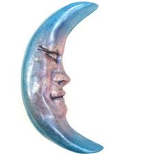 Handmade, Handpainted Crescent Moon Wall Sculpture for Home  Garden