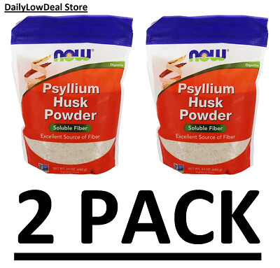 2 PACK - Now Foods Psyllium Husks Powder Healthy Foods Fiber 24 oz (1.5 lbs ea)