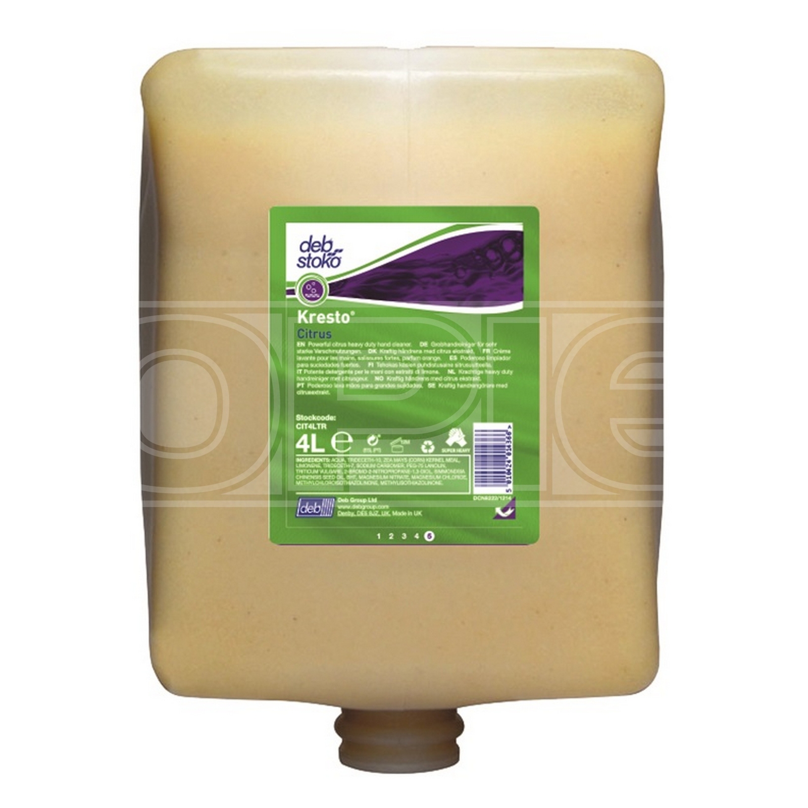 Deb Citrus Power Hand Wash Cartridge For Use In HVY4LDREN Dispenser 4L CIT4LTR