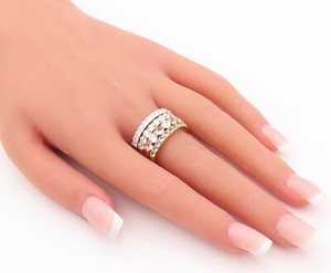 Authentic 925 Sterling Silver Vintage Ring Gold Plated Stackable CZ Bands Sz 7 RG29926