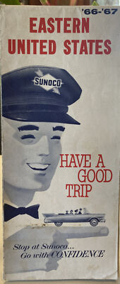 1966 Sunoco Road Map: Eastern United States Sun Oil Company Philadelphia Pa