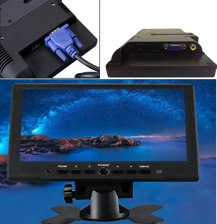 7'' IPS LCD PC Display Screen CCTV Security Monitor VGA HDMI 1080P for DSLR DVR - Image 2 of 4