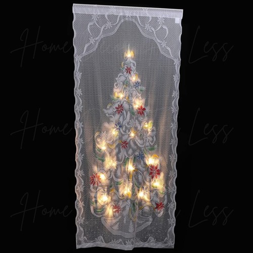 Beleuchtete LED weiße Spitze Weihnachtsbaum Vorhang Tür Panel Festliche Feiertag Deko - Bild 3 von 5