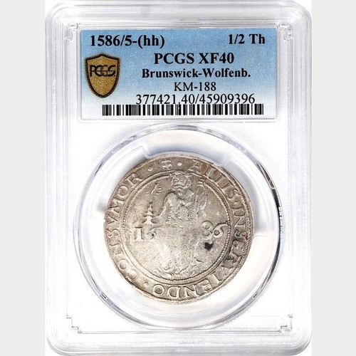 1586/5 German States Brunswick Wolfenbuttel 1/2 Thaler PCGS XF40 Wildman Germany - Picture 3 of 4