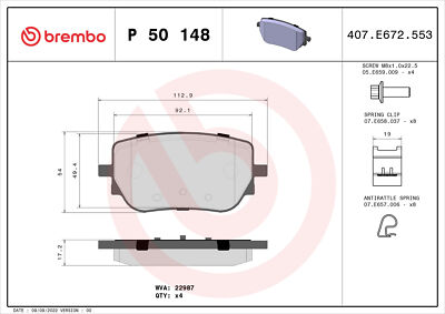 BREMBO P 50 148 Bremsbelagsatz, Scheibenbremse für MERCEDES-BENZ,MERCEDES-BENZ (