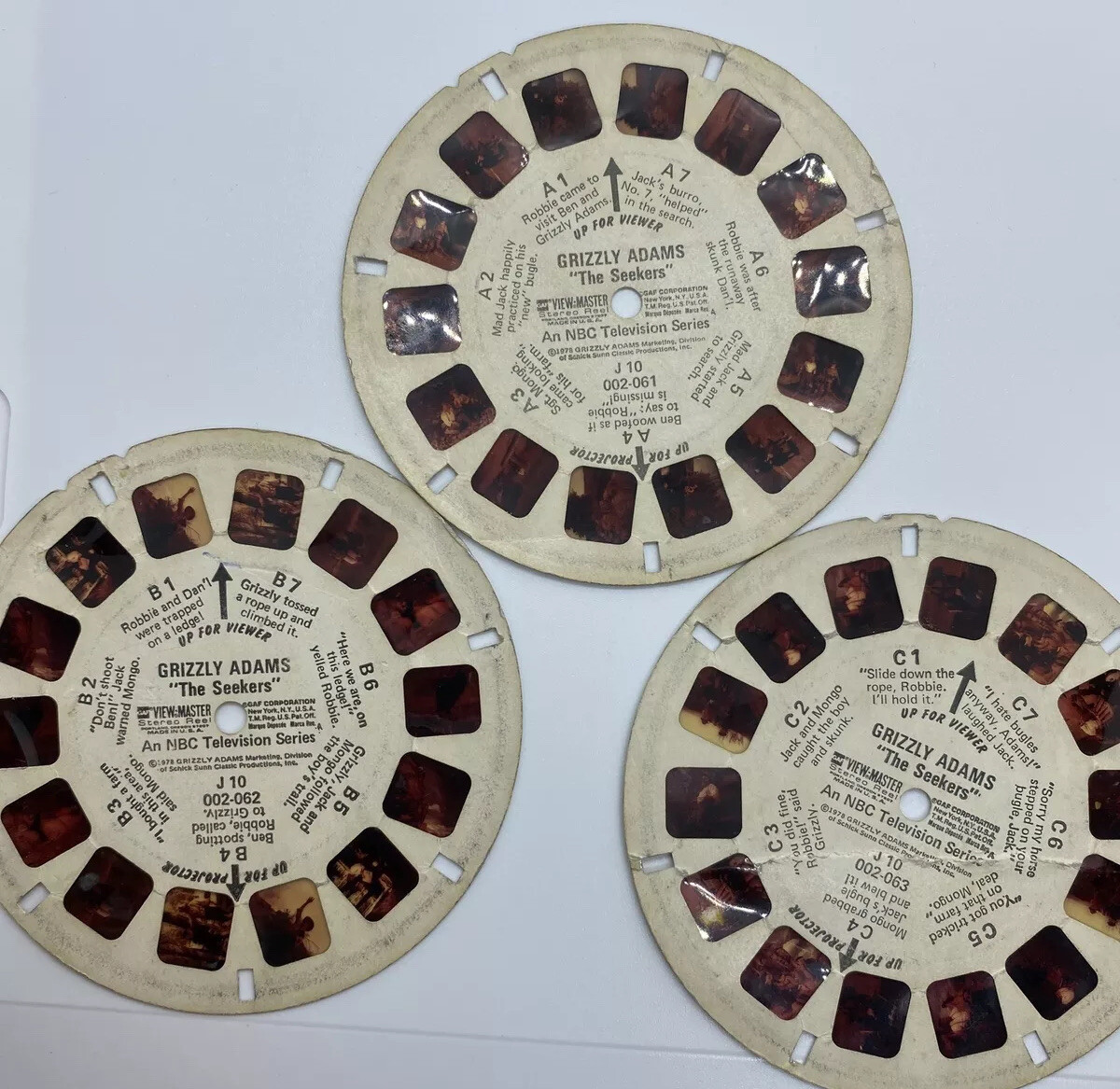 View Master Reels Lot of 3 Grizzly Adams 1978 3D J 10 002-061, 062