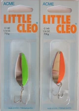 2 Pks. Acme Tackle LITTLE CLEO - 1/4 oz. Gold/Fluorescent & Nickel/Chartreue