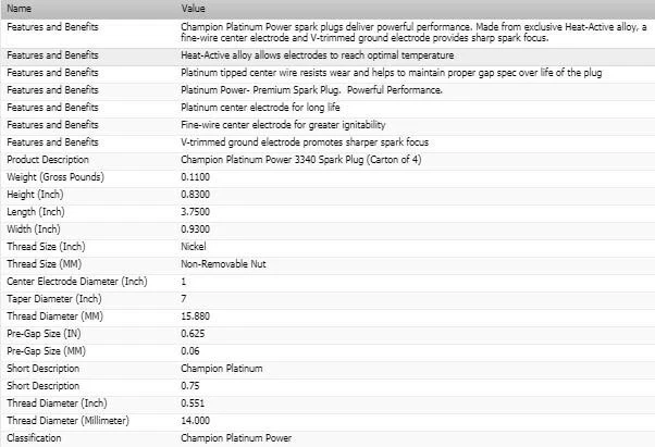 4 Pcs Spark Plugs Champion Platinum Set for HONDA S2000 2000-2003 L4-2.0L - Image 3 of 4