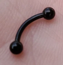 Black Titanium PVD Curved Barbell 3mm Balls, 18g 16g 14g, 6mm 8mm 10mm 12mm USA