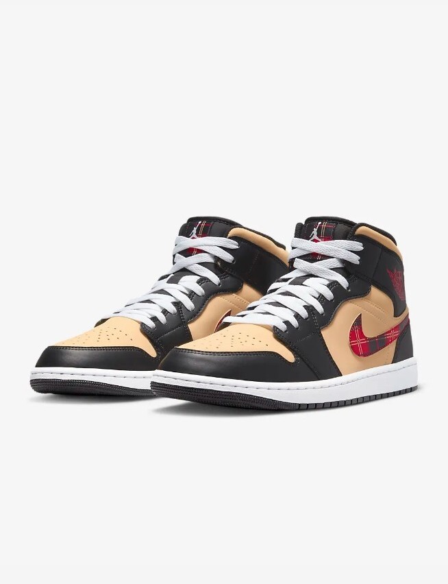 Air Jordan 1 Mid SE Shoes Tartan Swoosh Fall/Winter Black-Brown Size 11 US | eBay