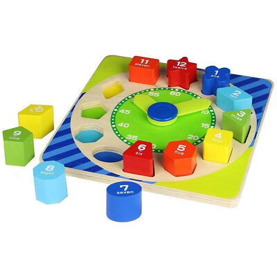 Orologio in Legno per Bambini Orologio Puzzle in Legno Orologio Gioco Montessori Orologio in Legno Grande cm28 Orologio Forme Gioco Educativo Giocattoli per lo Sviluppo Giocattoli Prima Infanzia