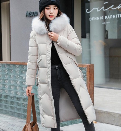 Damen Kunstfell Kapuze Lang Winter Warm Mantel Reißverschluss Taschen Parka Baumwolle Daunen - Bild 21 von 25