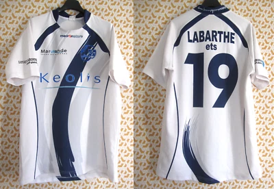 Maillot Rugby Marmande USM Keolis Macron vintage porté #19 shirt - L - Photo 1/4