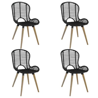 Vidaxl 4x Esszimmerstuhl Rattan Natur Schwarz Stuhl Essstuhl Kuchenstuhl Ebay
