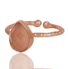 Natural Chalcedony Gemstone Ring 925 Sterling Silver14k Rose Gold Plated Jewelry