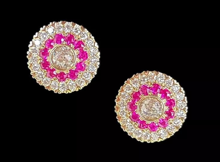 Floral American Diamond CZ Rose Gold Plated Fashion Tops Stud Earrings –  Indian Designs