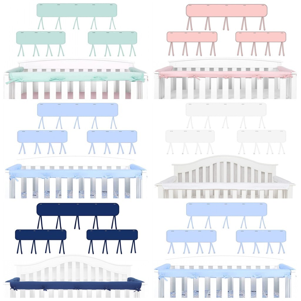 3 in 1 Baby Crib Rail Cover Protector Safe Teething Guard Wrap for Standard Crib