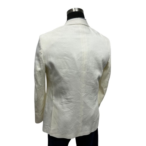 44R Van Heusen Flex Men Ivory White Cream Suit Jacket Sport Coat Blazer Linen - Picture 8 of 12