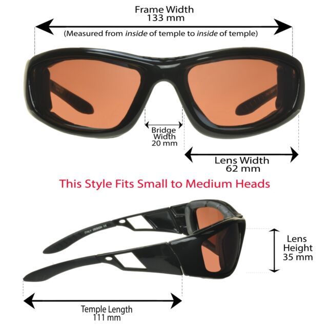 Wind Resistant Motorcycle Riding Sunglasses Removable Foam Wont Touch ...