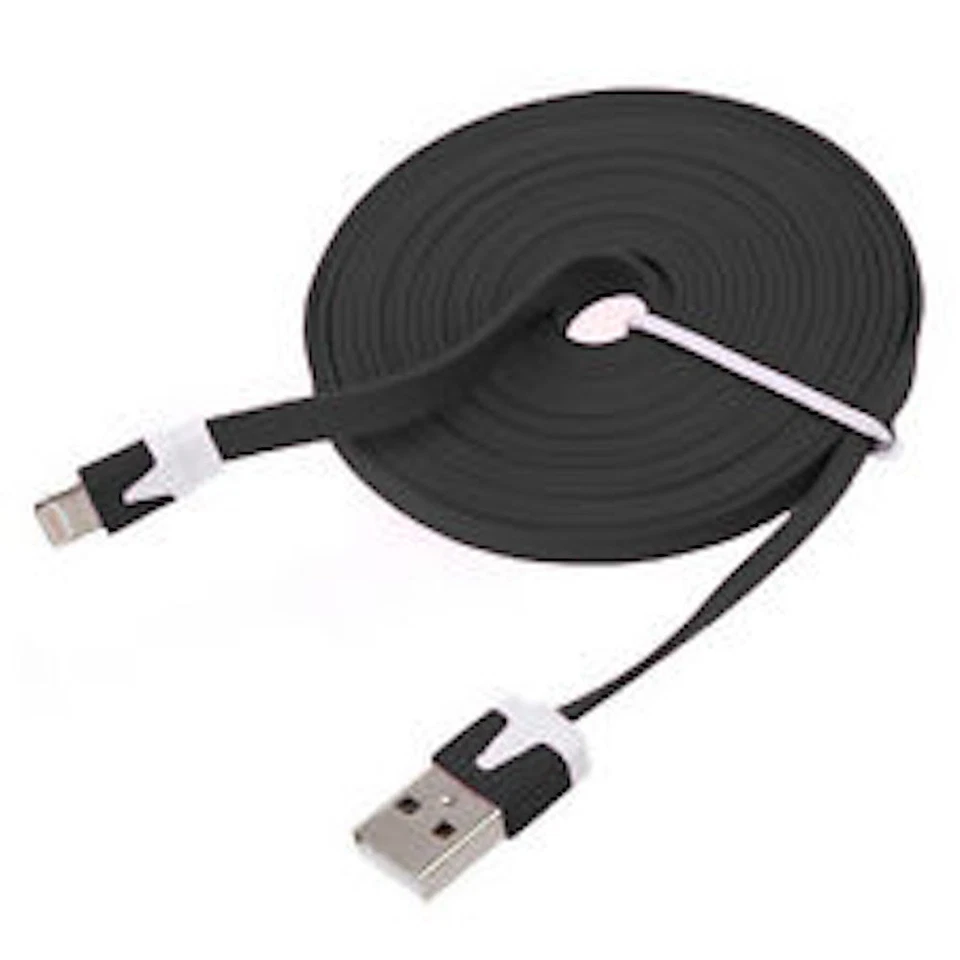 Cable cargador de sincronización de datos USB de fideos planos de 6 pies y 2 M PARA Apple iPhone 8 7 6 plus 5 5s Foto 4 de 4