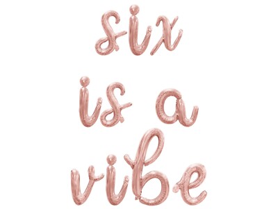 SIX IS A VIBE Cursive Letter Balloon Banner - 6th Birthday Party DIY Decoration