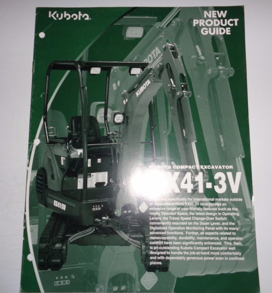 Kubota KX41-3V Excavator New Product Guide Sales Brochure catalog